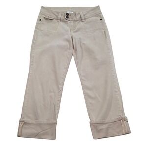 VTG Jordache Womens 5/6 Beige Capri Pants‎ Cropped Y2K Peddle Pushers Stretch
